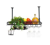 Mango Steam - Estante de vino montado en la pared con estante y soporte para copas de vidrio