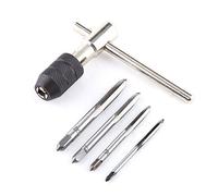 Mango Trinquete Soporte para Grifo M3 / M4 / M5 / M6 Tornillo para Grifo Mango de Llave con 4 Piezas Machos de Flauta Recta M3 / M4 / M5 / M6 Rosca de Tornillo de Máquina para Roscado Manual