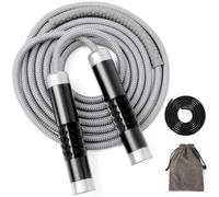 Mangodan Cuerdas de saltar con peso de 1 libra para fitness, mujeres y hombres, rodamientos de bolas sin enredos, cuerda de saltar de velocidad rápida con cordón ajustable de algodón y PVC de 9 mm