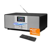 MangoKit Reproductor de CD MS4+ DAB Radio Hifi Sistema I Bluetooth I Potente sistema estéreo I Radio digital DAB+I Armario de madera acústico Reproductor ICD con altavoces I40 preestablecidos