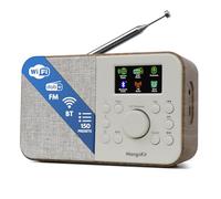 MangoKit SR-L Radio Dab Portátil con Bluetooth - Dab/Dab+, FM & Radio por Internet, 150 Presintonías, Radio Despertador, Radio de Cocina Compacta con Pantalla en Color, Red o Pilas-Nogal
