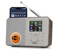 Mangokit SR10 Internet Radio,Radio WiFi con Reproductor de podcasts,Smart Dab con Bluetooth,FM,radios de Cocina Mains y batería,Pantalla de Color,alarmas duales,Control de Aplicaciones-Walnut