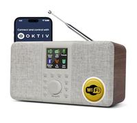 MangoKit SR20 Radio por Internet con WiFi,Radio Dab Portátil con Altavoz Bluetooth,Reproductor de Podcast,FM,Radios de Cocina de Red y Batería,Sonido Estéreo,Pantalla a Color,Doble Alarma-Walnut