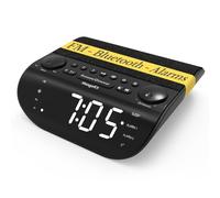 MangoKit Up-MAX Radio Despertador Digital con Bluetooth y Radio FM - Alarma Extra Potente 90dB, Doble Alarma,Altavoces estéreo, Pantalla Regulable, 20 memorias, diseño Negro Compacto