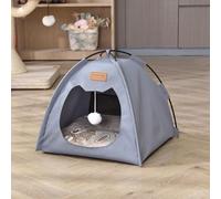 MANGOKKA Casa de campaña para gatos, casa plegable tipo cabeza de gato para gatos de interior, bonito nido de tienda de campaña para gatos con cojín lavable de doble cara, cama extraíble para perros,