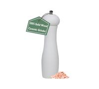 ManGotree Molinillo de Pimienta y Sal de Madera Hecho a Mano - Mecanismo de Cerámica Ajustable 8 Pulgadas, Molinillo Dual para Cocina Profesional (Blanco, 1 Unidad)