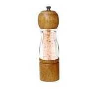 ManGotree Molinillo de Pimienta y Sal de Madera Natural Hecho a Mano - Mecanismo de Cerámica Ajustable con Ventana Transparente, 8 Pulgadas (1 Paquete, Nogal)
