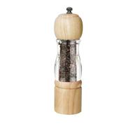 ManGotree Molinillo de Pimienta y Sal de Madera Natural Hecho a Mano - Mecanismo de Cerámica Ajustable con Ventana Transparente, 8 Pulgadas (1 Paquete, Natural)