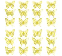 Mangroo 72 calcomanías de pared de mariposas coloridas en 3D, mariposas extraíbles, manualidades, decoraciones para sala de fiestas, nevera, calcomanías doradas