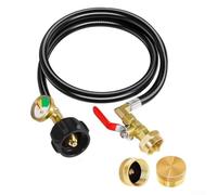 Manguera adaptador de repuesto de propano con medidor y válvula de control para QCC de 3 pies, incluye 2 compatibles con botellas de propano de 1 libra