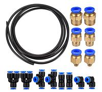 Manguera Aire Poliuretano 6 mm OD 4 mm ID, 10m Aire de PU Tubo Manguera, con 8 Piezas Conector Neumáticos de Aire, Conexión Rápida de Tuberías de Aire - (Y+T+I Type Combo)