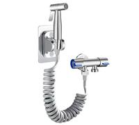 Manguera Bidé Mano Juego de rociador bidé a juego for baño, grifo doble control con una entrada y dos salidas, manguera flexible 1,5 m Bidé portátil para WC