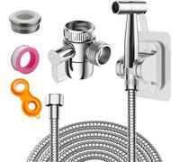 Manguera Bidé Mano Kit de rociador bidé con manguera 1,5 m y soporte, desviador grifo 3 vías G1/2 M22-24 Bidé portátil para WC