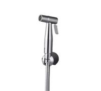 Manguera Bidé Mano Rociador de bidé for inodoro, manguera y juego soporte, grifo mano dorado cepillado, cabezal ducha, eje gris metalizado Bidé portátil para WC(Shiny Chrome)