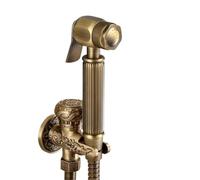 Manguera Bidé Mano Rociador de bidé mano, kit ducha for inodoro, cabezal latón antiguo, juego válvula cobre dorado, grifo for con chorro Bidé portátil para WC(Style 7 Antique)