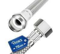 Manguera blindada flexible de 70 cm con conexión de 3/8" y rosca exterior - Manguera de agua potable - Manguera flexible de 0,7 m con trenza de acero inoxidable