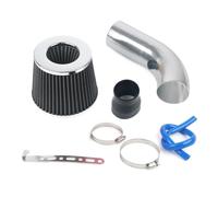 Manguera de admisión de aire Admisión Aire Frío Universal Para Carreras Coches, Kit Tubo Inducción Turbo Aluminio Con Entrada Filtro Cónico, 76mm(Silver)