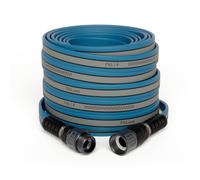 Manguera de agua FITT Hiflo de 50 pies, multiusos, plana para jard n, f cil de usar y de larga duraci n, color azul claro y gris.