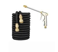 Manguera de agua for jardín de cobre chapada en agua, 3 veces telescópica TPE, manguera de agua for lavado de autos, tubería de agua telescópica mágica, negro, azul y rojo(Negro,Water supply 5M set)