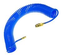 Manguera de aire comprimido en espiral SP-PU, 10 m, manguera de aire comprimido de 5/8 mm de poliuretano, presión máxima de 10 bar, con protección contra torceduras y acoplamiento rápido, adecuado