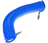 Manguera de aire comprimido en espiral SP-PU 5 m, manguera de aire comprimido de 5/8 mm de PE, presión máxima de 10 bar, con protección contra torceduras y acoplamiento rápido, adecuada para