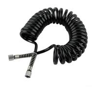 Manguera de aire en espiral de poliuretano profesional de 10 pies con conectores duales de 1/8 pulgadas para conexión fiable de aerógrafo y compresor, color negro