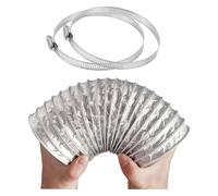 Manguera de aluminio for conductos de 80/100/110/120/150/160/170/180/200 mm de diámetro. Incluye 2 abrazaderas for baño, cocina, inodoro y extractor.(1.5m,80mm)