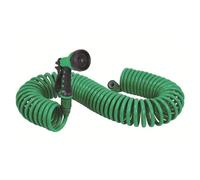Manguera de bobina, manguera de riego flexible, manguera de retroceso, manguera de agua autoenrollable con accesorios de conector para exteriores, boquilla de pulverización de 7 patrones