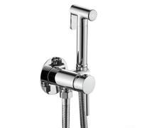 Manguera de cabezal de ducha colgante con pulverizador de bidé de inodoro y válvula angular de latón para necesidades de limpieza multiusos de baño (cromo)