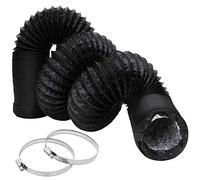Manguera de conducto flexible de 3 pulgadas, manguera de ventilación de aluminio negro de 16.4 pies con 2 abrazaderas de tornillo para calefacción, ventilación, aire acondicionado (HVAC), soplador de