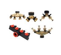 Manguera de cuatro vías de latón, distribuidor de agua, conexión roscada, distribuidor de agua en forma de Y, grifo, riego, jardín, suministro automático de agua(F 1pcs)