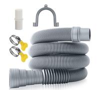Manguera de desagüe para lavadora, 5 m, manguera de desagüe para autocaravana, con soporte en U, adaptador y abrazaderas para caravanas, secadoras y lavavajillas