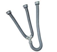 Manguera de drenaje de 3 vías de doble extremo para lavabo de alcantarillado Tubo de drenaje de 12 x 12 x 27 pulgadas (30 x 30 x 70 cm) (conexión de 2 tuercas hembras)