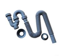 Manguera de drenaje de lavabo, tubo de drenaje telescópico tipo U/S a prueba de olores, manguera de drenaje flexible de polipropileno grueso gris (2.5 pies)