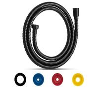 Manguera de Ducha 1,5M/59IN Flexo Ducha de Acero Inoxidable Ngro Tubo Ducha, Cable Ducha Conexión Estándar G1/2" con 4 Limitadores de Flujo Economizadores se Adapta a Todos los Cabezales de Ducha