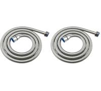 Manguera de ducha 1.5m Acero Inoxidable 304, Flexo de Ducha para Cabezal de Ducha y Grifo de Bañera, Tubo con Conexión Universal G1/2”, Protección Antitorsión, Acabado Acero Inoxidable (Paquete de 2)