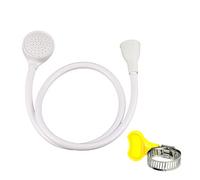 Manguera de Ducha Blanca Con Alcachofa y Anillo de Fijación - Plástico, Apto Para Limpieza de Mascotas