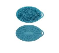 Manguera De Ducha Cepillos corporales de silicona, cepillo ducha, peine baño masaje doble cara, táctil exfoliante, champú, suministros(Blue)