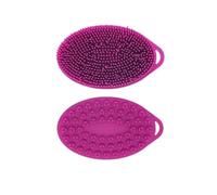Manguera De Ducha Cepillos corporales de silicona, cepillo ducha, peine baño masaje doble cara, táctil exfoliante, champú, suministros(Rose red)