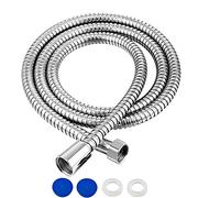Manguera de ducha de 1,75 m, acero inoxidable, universal, de repuesto, cromada, antitorceduras, con 2 arandelas