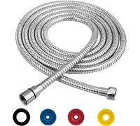 Manguera de Ducha, Flexo Ducha de Acero Inoxidable, Manguera de Ducha con 4 Limitador de Flujo de Aire, Rosca Hembra Especialmente Flexible y Resistente a la Torsión(G1/2", 3M Plata）
