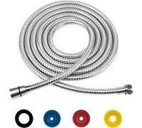 Manguera de Ducha, Flexo Ducha de Acero Inoxidable, Manguera de Ducha con 4 Limitador de Flujo de Aire, Rosca Hembra Especialmente Flexible y Resistente a la Torsión(G1/2", 5M Plata）