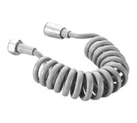 Manguera de ducha retráctil de 5 m, tubo telescópico de resorte con alto flujo para inodoro, bidé, color gris plateado (I)