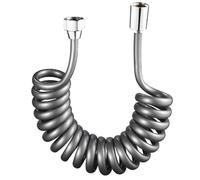 Manguera de ducha telescópica alto caudal, manguera retráctil PU 10,5 mm grosor con tuerca cobre G1/2 4 puntos y resorte antienredos(2 meter)