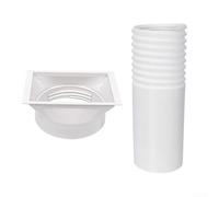 Manguera de escape de aire acondicionado portátil con conector cuadrado, kit de ventilación de CA extensible de 6 pies con adaptador ABS de 15 cm, para unidad de CA portátil (acoplador + tubo de 300