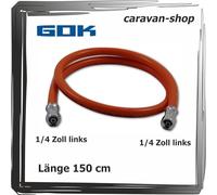 Manguera de gas 2 x 1/4 pulgadas izquierda 150 cm 1,5 m propano gas licuado GOK Caravan