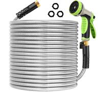 Manguera de jard n de metal Frojuly de 50 pies, de acero inoxidable, resistente, flexible, ligera, duradera, larga, sin dobleces, con boquilla de
