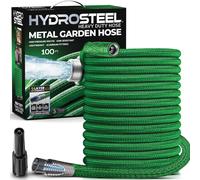 Manguera de jard n de metal HYDROSTEEL de 30 m con boquilla, resistente, de acero inoxidable de 3 capas, flexible, ligera, f cil de enrollar, 500