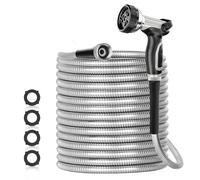 Manguera de jard?n SPECILITE de acero inoxidable 304 de 22,8 m, resistente, con boquillas para exteriores, flexible, antienredos y antiperforaci?n.
