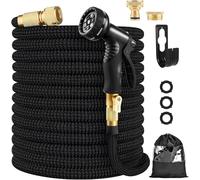 Manguera de Jardín 75FT/100FT, Manguera de Agua con Boquilla de Pulverización 8 Funciones, Extensible Retráctil, Mangueras de Jardín con Núcleo de Látex Anti-Enrollamiento para Jardinería L 30M/100FT